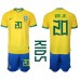 Brasilien Vinicius Junior #20 Replika Babykläder Hemma matchkläder barn VM 2022 Korta ärmar (+ Korta byxor)